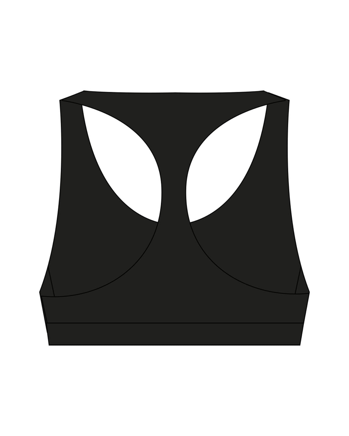 The Racer Bra - Black - UCSD Dance - Center Chest Stacked - Printed - White