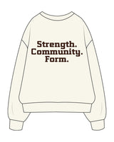 The Mens Heavyweight Crewneck - Off White - Lagree Fit Studio - Center Chest Stacked - Back Center Stacked - Printed - Espresso