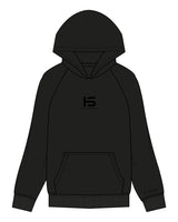 The Mens Hoodie - Black - Holt Street - Center Chest Stacked & Left Cuff - Printed - Tone on Tone