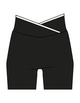 The Piped Crossover Short - Black - LHTX Fitness - Back Waistline - Printed - White