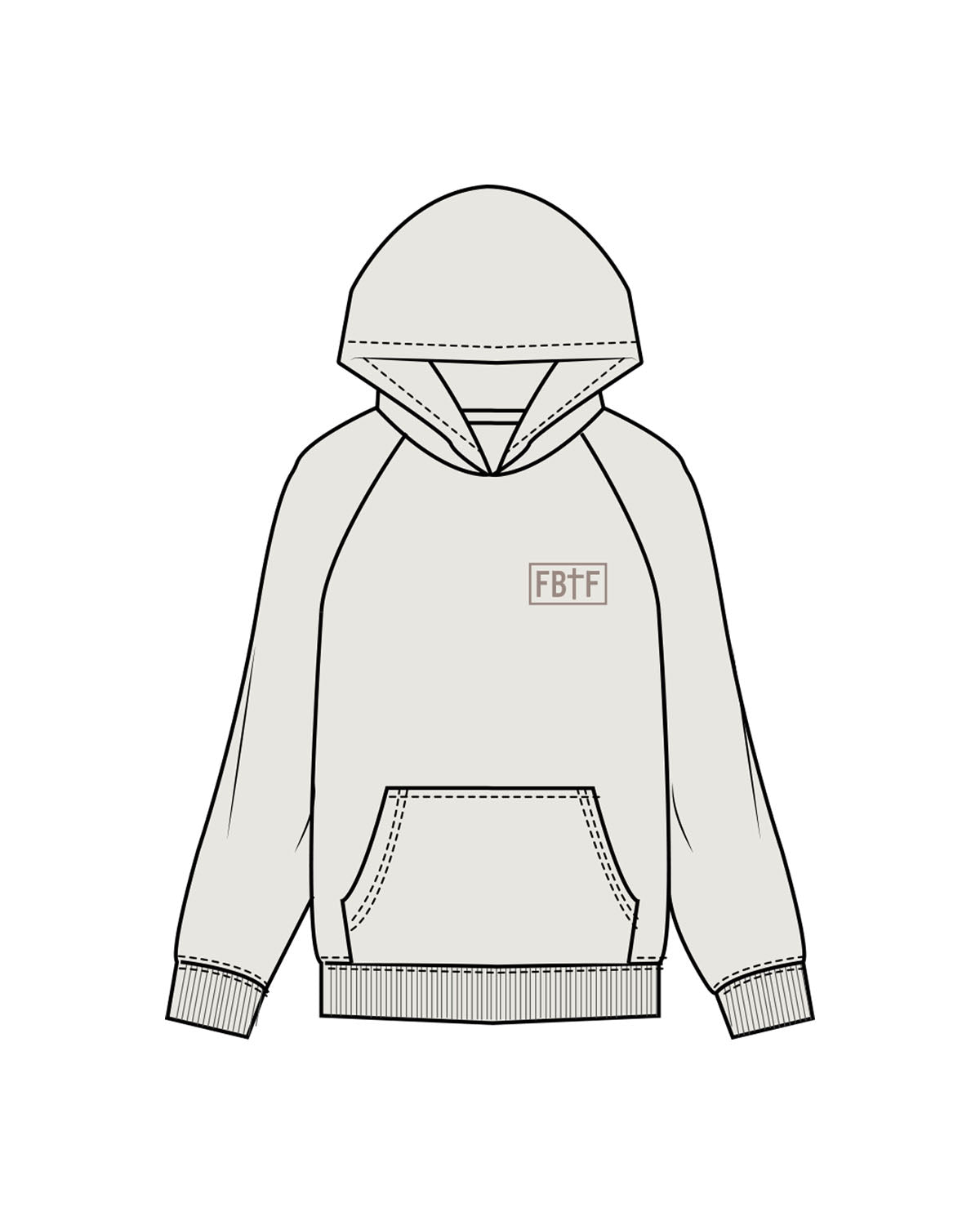 The Womens Hoodie - Washed Bone - Fed By The Fruit - Left Chest - Printed - Latte