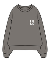 The Mens Crewneck - Washed Gray - HiLo - Left Chest & Center Back Stacked - White Printed