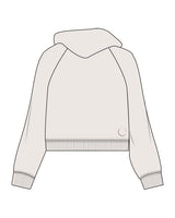 The Womens Crop Hoodie - Bone - Core Crown Point - Chest & Bottom Left - Printed - Tone on Tone