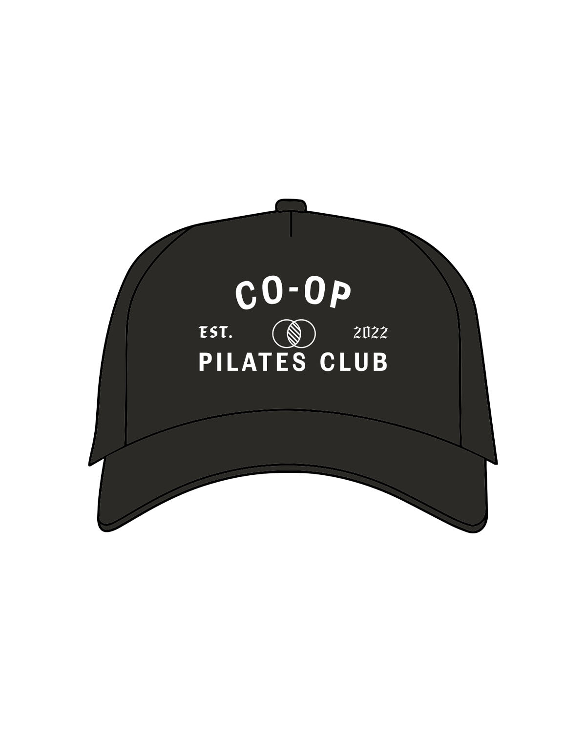 The Canvas Cap - Black - Co-Op Pilates - Center Crown Stacked - Printed - White
