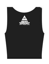 The Square Neck Tank - Black - Higher Ground - Upper Back Pyramid Stacked - Printed - White