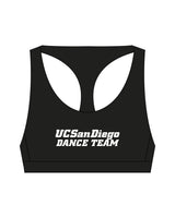 The Racer Bra - Black - UCSD Dance - Center Chest Stacked - Printed - White