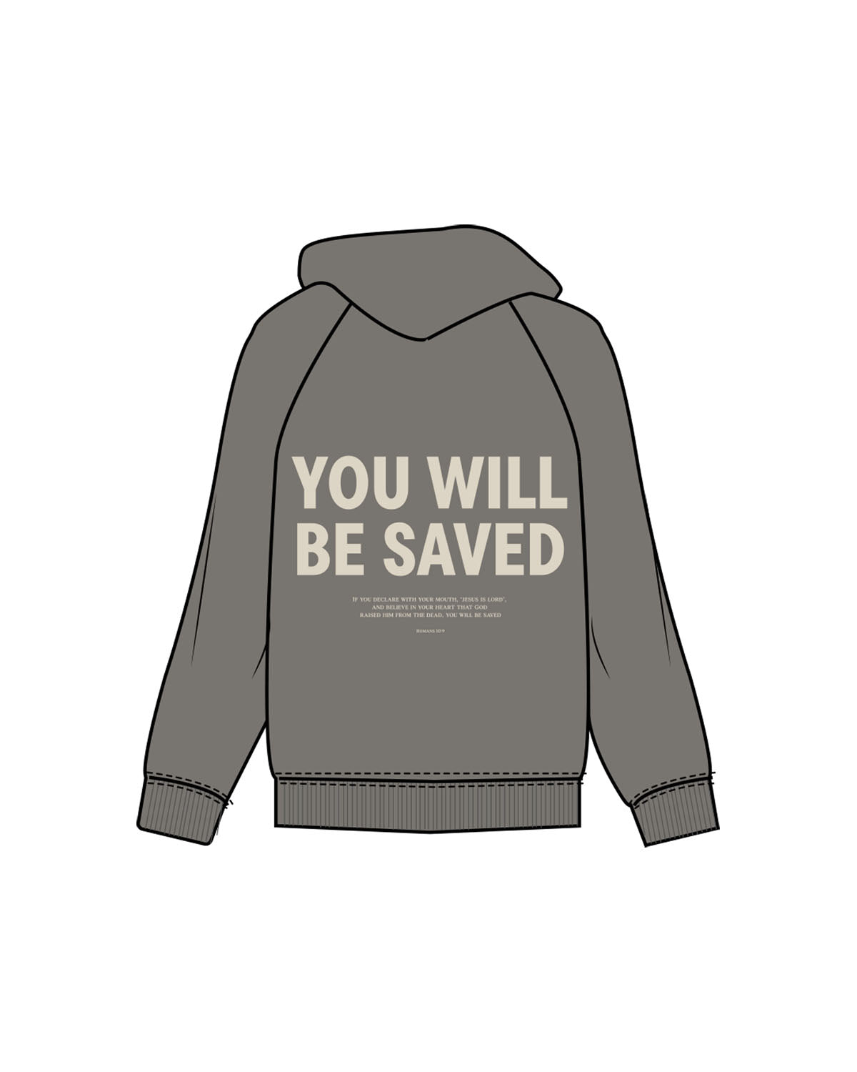 The Womens Hoodie - Washed Gray - Fed By The Fruit - Left Chest & Back Stacked - Printed - Off White