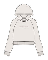 The Womens Crop Hoodie - Bone - Core Crown Point - Chest & Bottom Left - Printed - Tone on Tone
