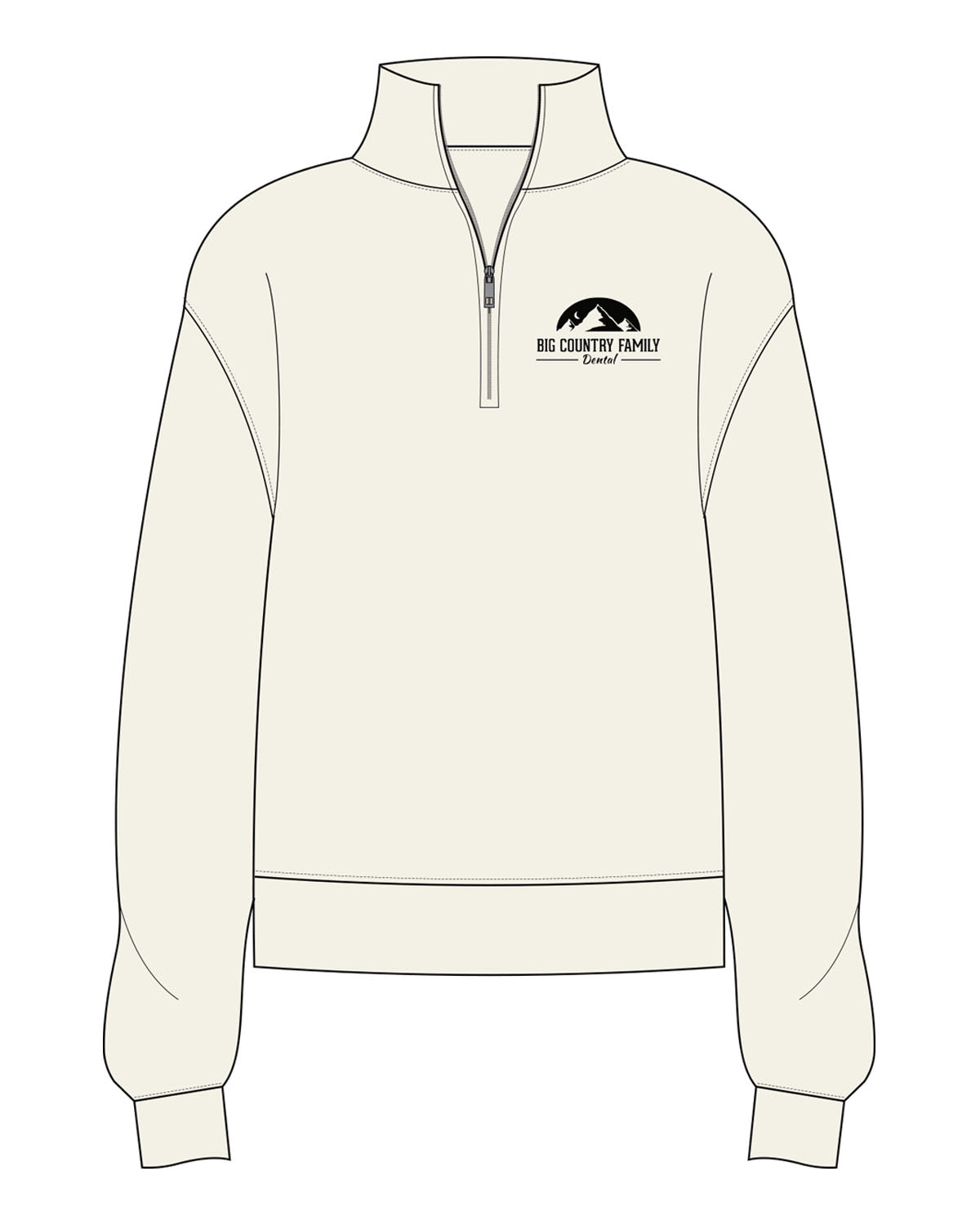 The Womens 1/4 Zip - Off White - BCFD - Left Chest Stacked - Printed - Black