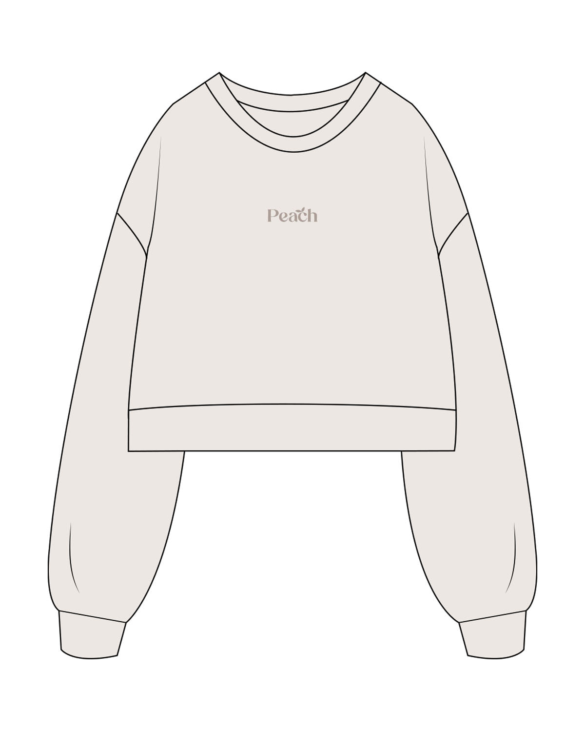 The Womens Crop Crewneck - Bone - Peach F.L - Center Chest - Embroidered - Tone on Tone