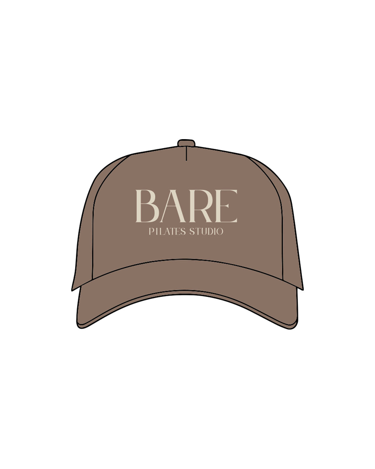 The Canvas Cap - Walnut - Bare Pilates - Center Crown Stacked - Embroidered - Off White