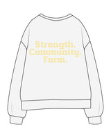 The Mens Classic Crewneck - White Heather - Lagree Fit Studio - Center Chest Stacked - Back Center Stacked - Printed - Butter Yellow
