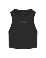 The Ribbed Crop Tank - Black - Sweatset - Center Chest - Embroidered - White
