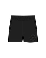 The Womens Sweat Shorts - Black - Tone Wellness Studio - Left Leg Stacked - Embroidered - Bone