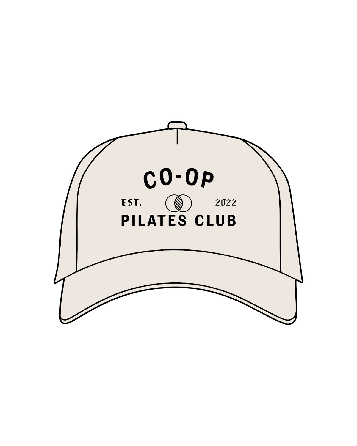 The Canvas Cap - Bone - Co-Op Pilates - Center Crown Stacked - Printed - Black