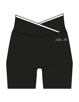 The Piped Crossover Short - Black - LHTX Fitness - Left Leg - Printed - White