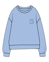 The Midweight Unisex Crewneck - Washed Light Blue - HiLo - Left Chest & Center Back Stacked - Tone on Tone