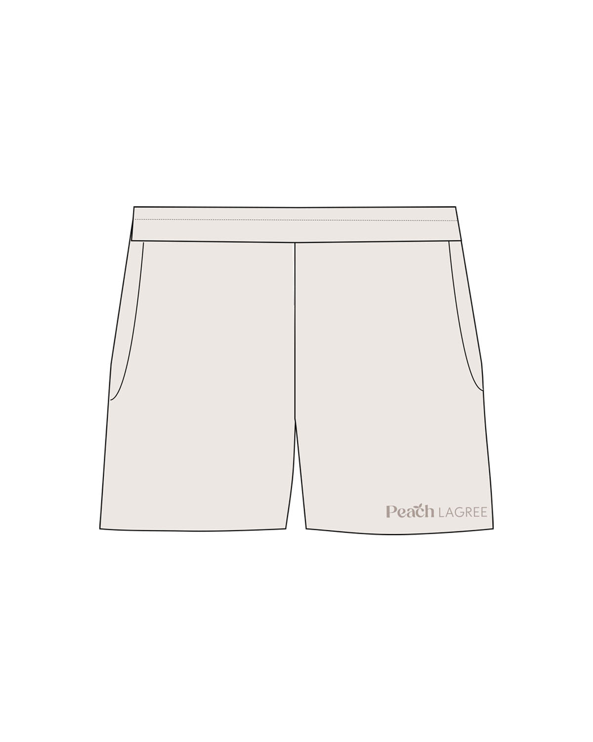 The Womens Sweat Shorts - Bone - Peach F.L - Left Leg Bottom - Embroidered - Tone on Tone