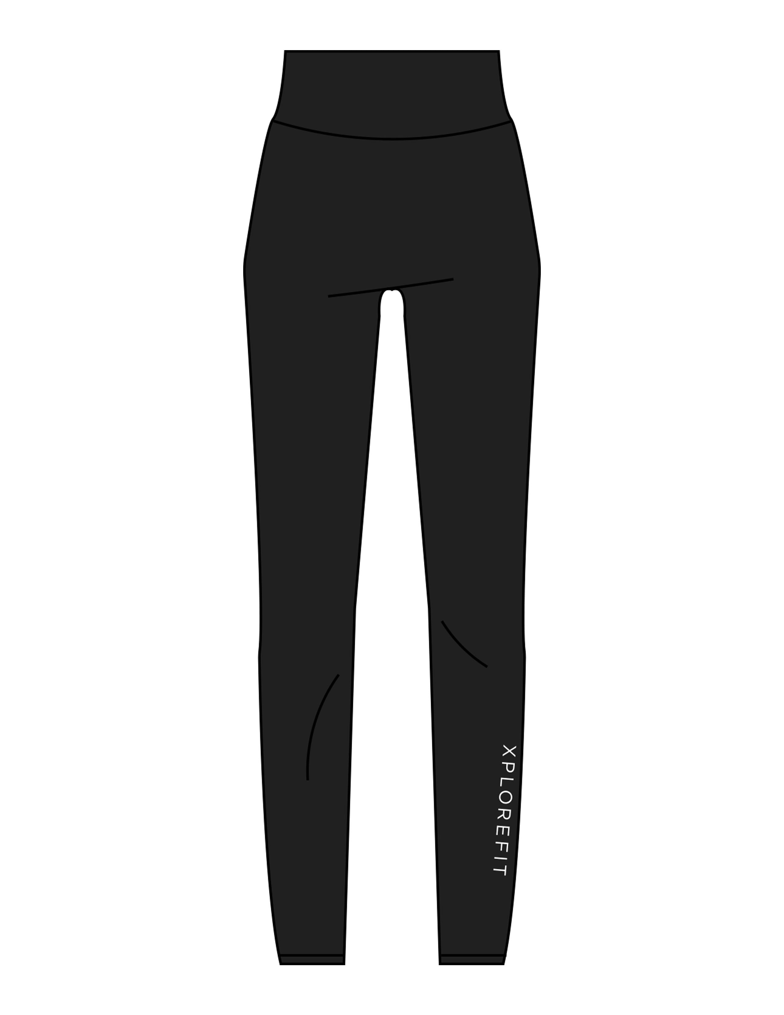 The Basic Legging - Black - XPLOREFIT - Back Left Leg - Printed - White
