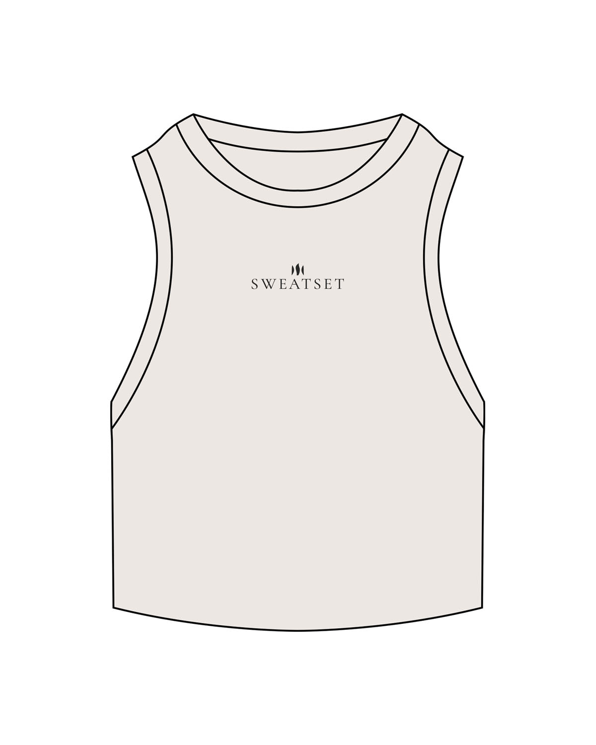 The Ribbed Crop Tank - Bone - Sweatset - Center Chest - Embroidered - Charcoal