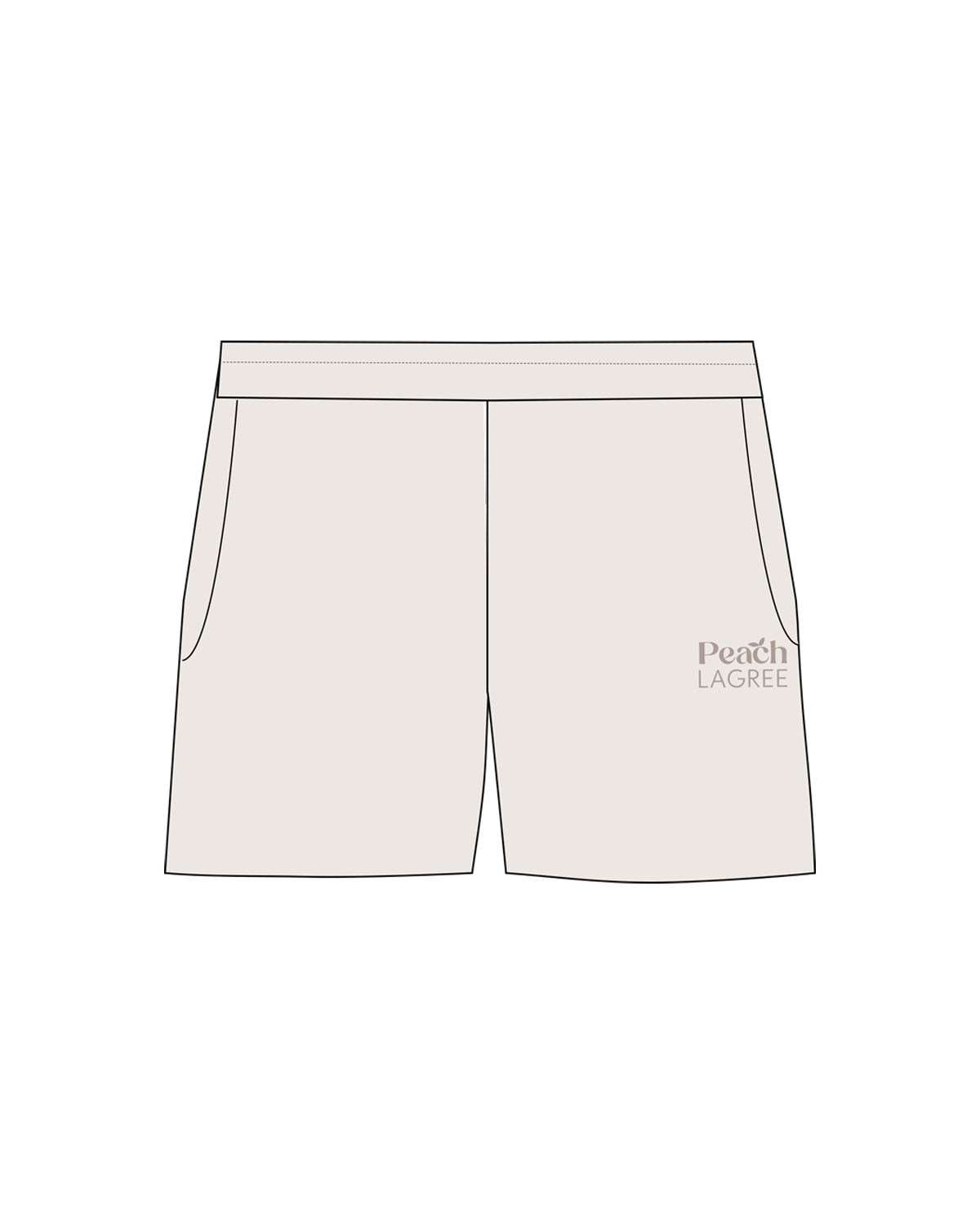 The Womens Sweat Shorts - Bone - Peach F.L - Left Leg - Below Pocket - Embroidered - Tone on Tone