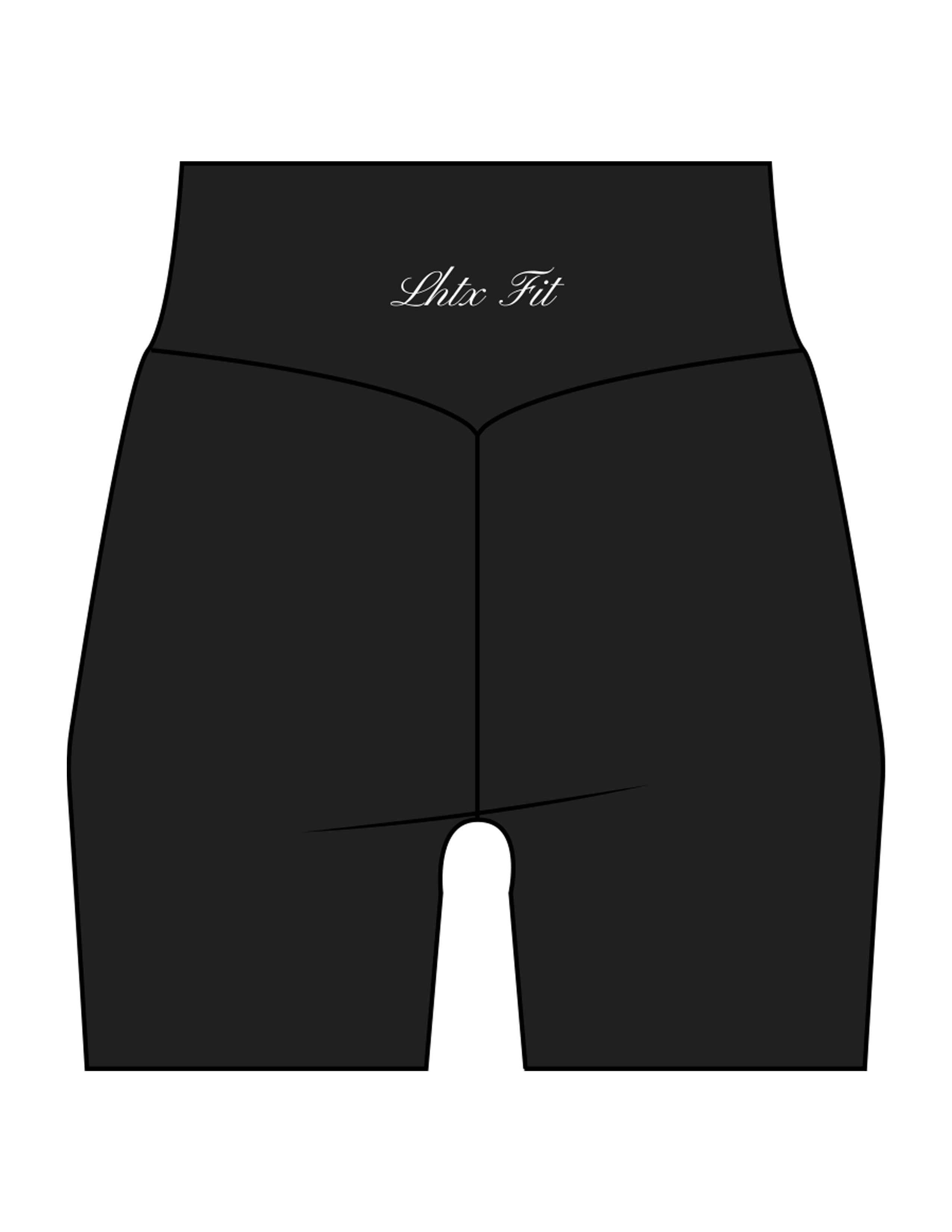 The Basic Short - Black - LHTX Fitness - Back Waistline - Printed - White