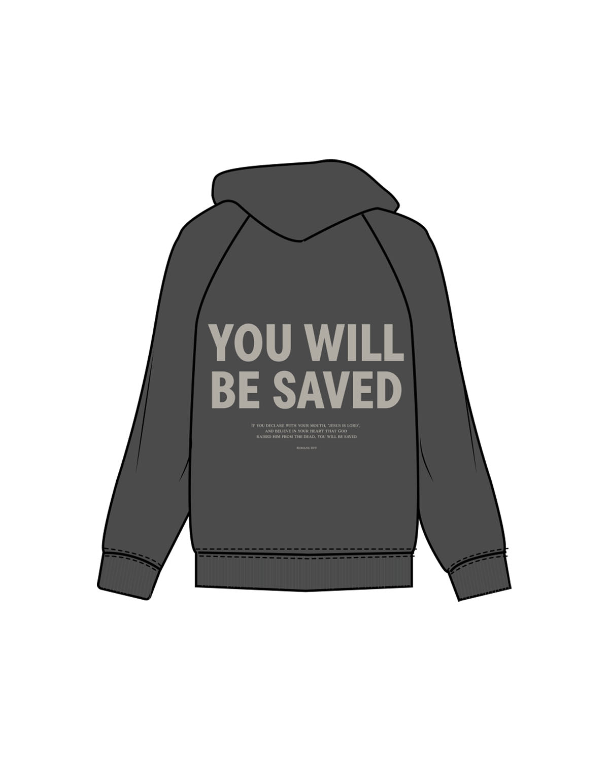 The Mens Hoodie - Washed Black - Fed By The Fruit - Left Chest & Back Stacked - Printed - Washed Bone