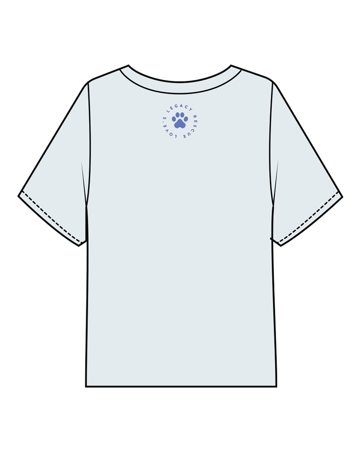 The Midweight Crop Tee - Light Blue - LLR - Center Chest - Back Neckline - Printed - Full Color