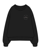 The Mens Crewneck - Black - Wellness Studio - Left Chest Stacked - Embroidered - Bone