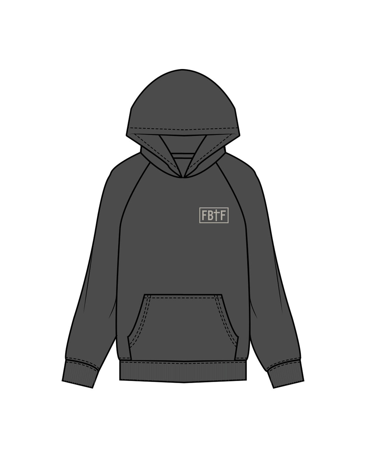 The Womens Hoodie - Washed Black - Fed By The Fruit - Left Chest & Back Stacked - Printed - Washed Bone