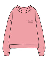 The Midweight Unisex Crewneck - Washed Pink - HiLo - Left Chest & Center Back Stacked - Tone on Tone Printed