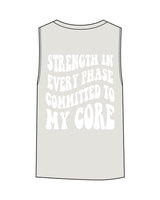 The Womens Heavyweight Tank - Washed Bone - Core Crown Point - Left Chest & Back - Printed - White