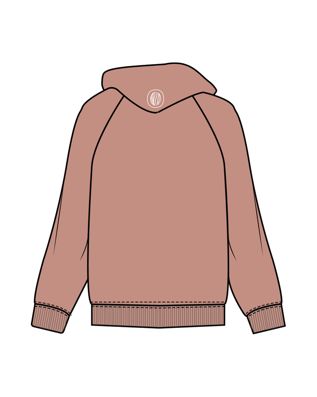 The Womens Hoodie - Clay - 513 Coffee - Center Chest & Hoodie Logo - Printed - White