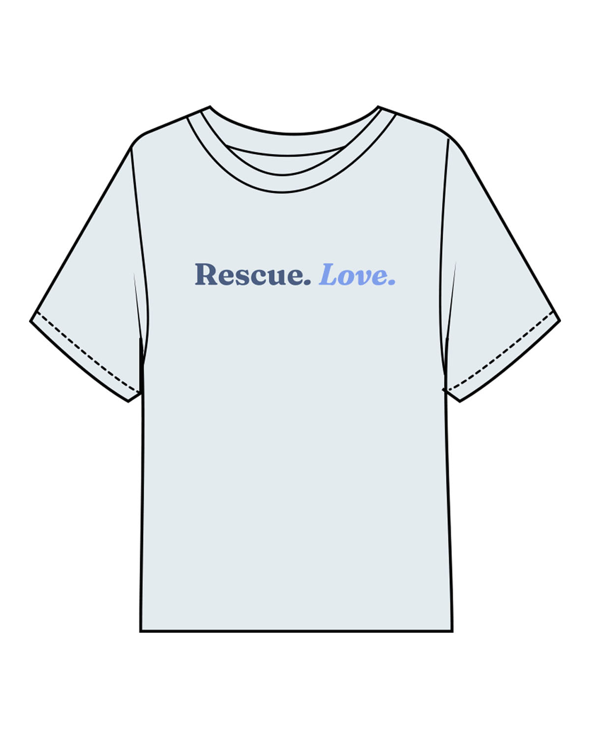The Midweight Crop Tee - Light Blue - LLR - Center Chest - Back Neckline - Printed - Full Color