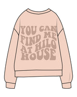 The Midweight Unisex Crewneck - Washed Rose - HiLo - Left Chest & Center Back Stacked - Tone on Tone Printed