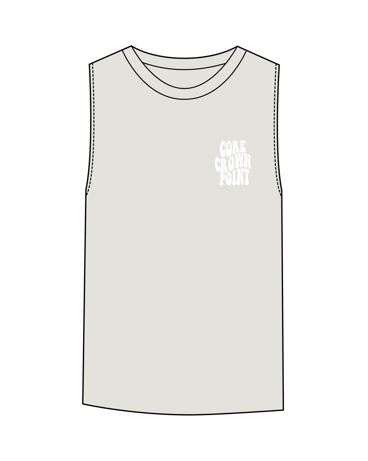 The Womens Heavyweight Tank - Washed Bone - Core Crown Point - Left Chest & Back - Printed - White