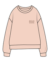 The Midweight Unisex Crewneck - Washed Rose - HiLo - Left Chest & Center Back Stacked - Tone on Tone Printed