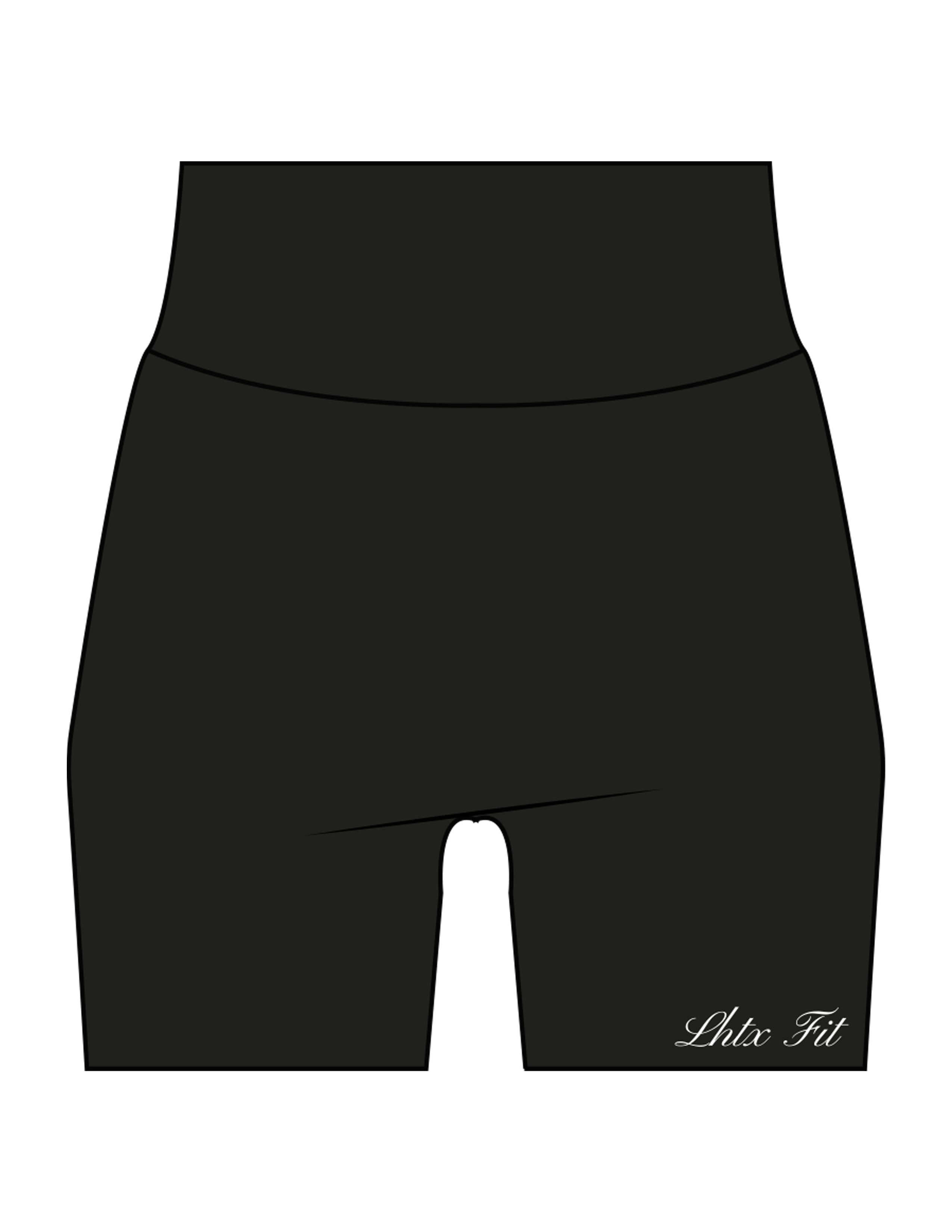 The Basic Short - Black - LHTX Fitness - Left Leg - Printed - White