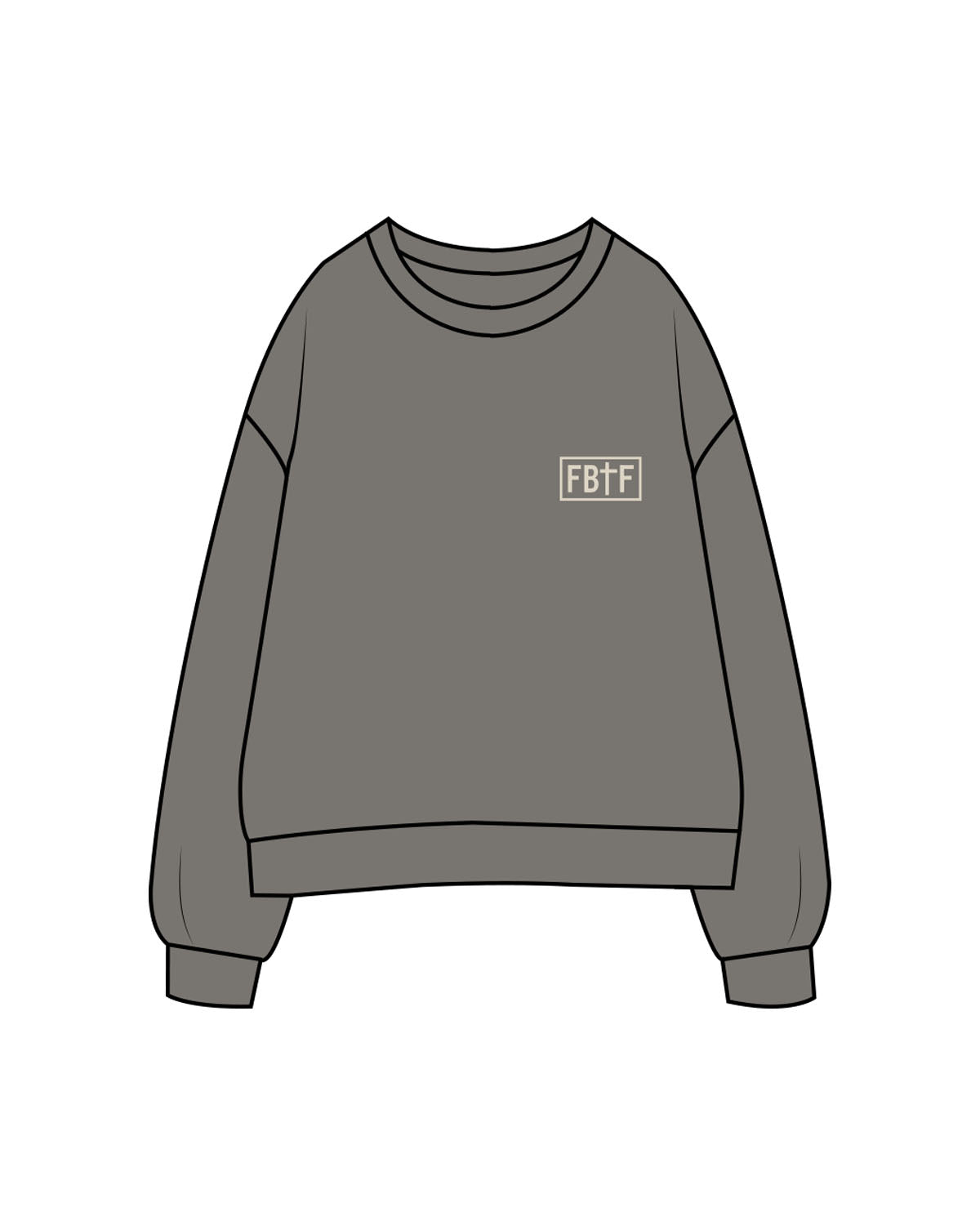 The Mens Crewneck - Washed Gray - Fed By The Fruit - Left Chest & Back Stacked - Printed - Off White
