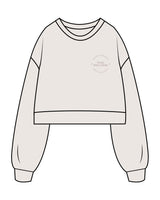 The Womens Crop Crewneck - Bone - Tone Wellness Studio - Left Chest Stacked - Embroidered - Tone on Tone