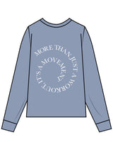 The Unisex Midweight Long Sleeve - Denim Blue - HiLo - Left Chest & Center Back Round - White Printed