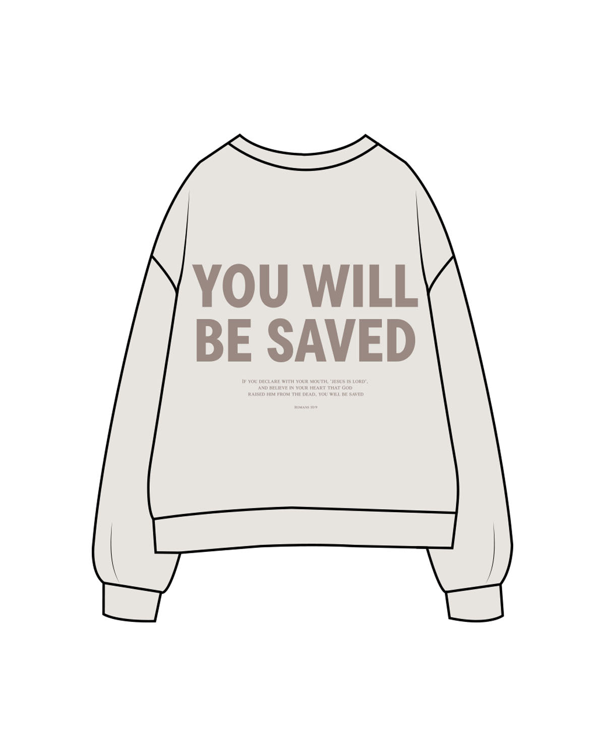 The Mens Crewneck - Washed Bone - Fed By The Fruit - Left Chest & Back Stacked - Printed - Latte