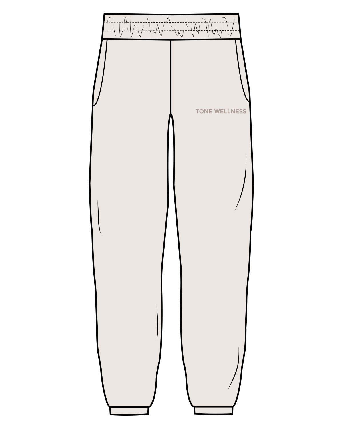 The Womens Sweatpants - Bone - Tone Wellness Studio - Left Leg Pocket - Embroidered - Tone on Tone