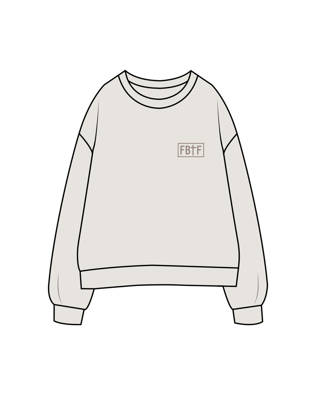 The Mens Crewneck - Washed Bone - Fed By The Fruit - Left Chest & Back Stacked - Printed - Latte