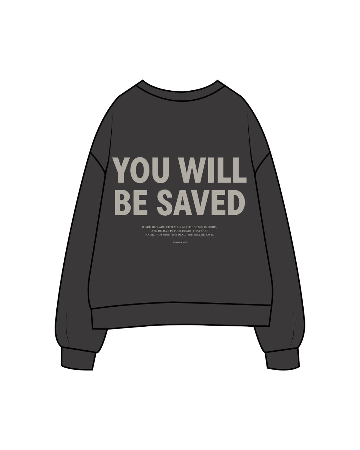 The Womens Crewneck - Washed Black - Fed By The Fruit - Left Chest & Back Stacked