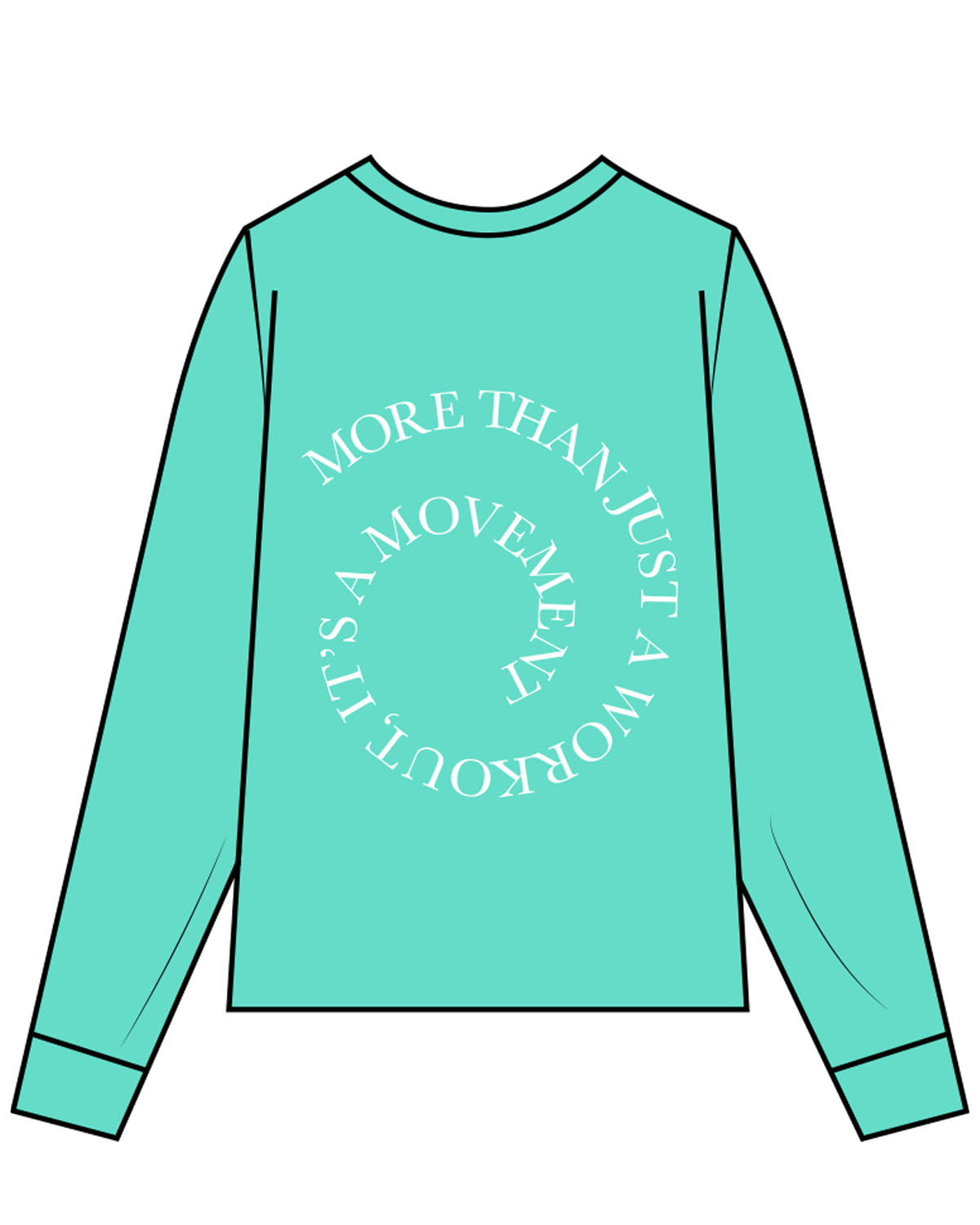 The Unisex Midweight Long Sleeve - Cyan - HiLo - Left Chest & Center Back Round - White Printed