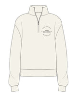 The Womens 1/4 Zip - Off White - Tone Wellness Studio - Left Chest Stacked - Embroidered - Black