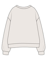 The Womens Crewneck - Bone - LHTX Fitness - Center Chest Stacked - Printed - Black