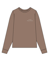 The Unisex Midweight Long Sleeve - Espresso - Tone Wellness Studio - Left Chest Stacked & Back - Printed - Off White