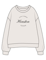 The Womens Crewneck - Bone - LHTX Fitness - Center Chest Stacked - Printed - Black